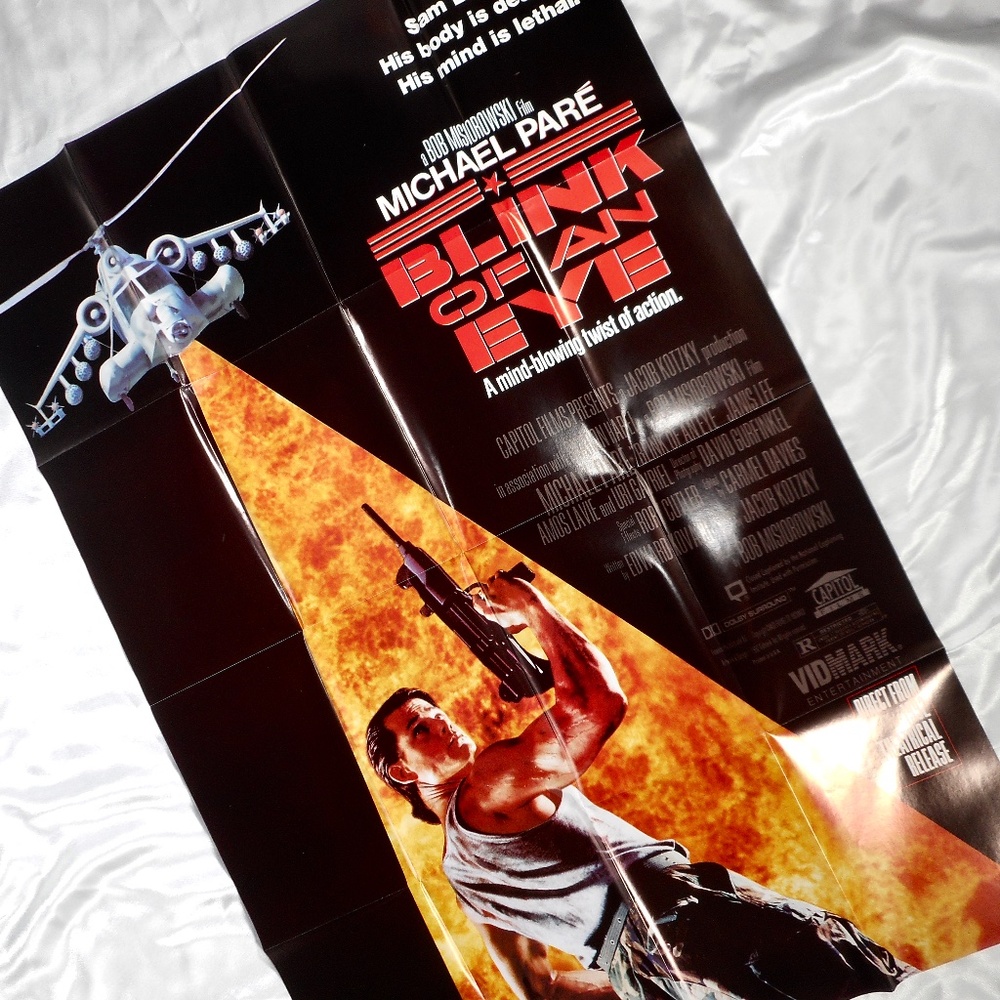VTG 90s Michael Pare Blink of An Eye Original Movie Poster Military Action